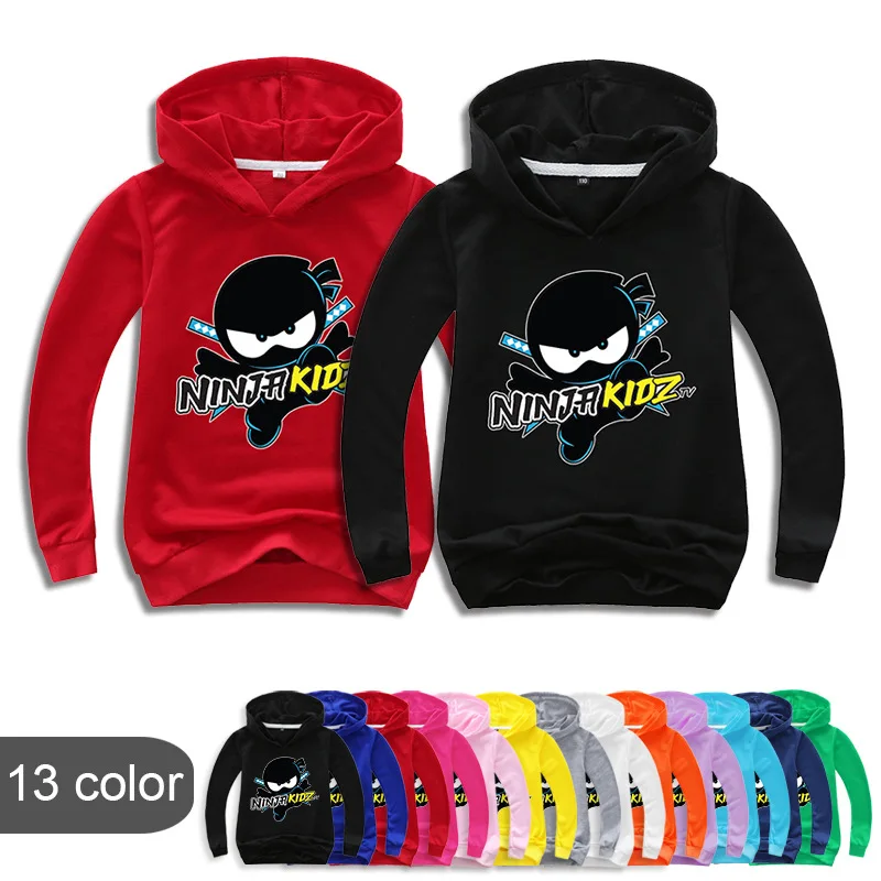 

New Boys Hooded Girls T Shirt NINJA KIDZ Kids Casual Sweatershirt Child Fashion Clothes Cotton Birthday Girl Costume 3-14Y