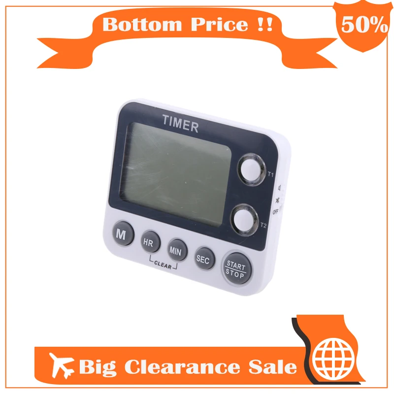 

2 Channel Timer Stopwatch Kitchen Cooking Countdown Alarm Clock Reminder 0.01s