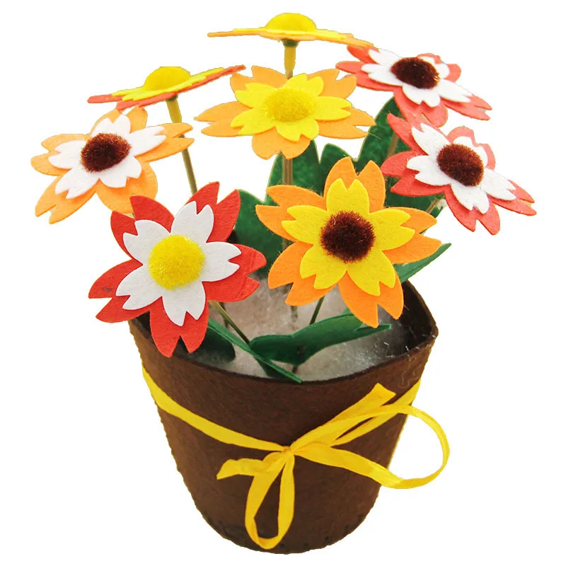 

12 Pcs Party Gift DIY Crafts Kids Flower Pot Potted Plant Kindergarden Learning Toys Teaching Aids Toy Arts Sewing Easter