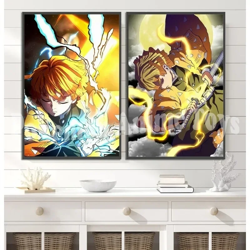 Фото Demon Slayer Self-adhesive Anime Poster Hashira Nezuko Agatsuma Zenitsu Inosuke Wall Painting Home Decor Wall Art Room Kid Gift №3