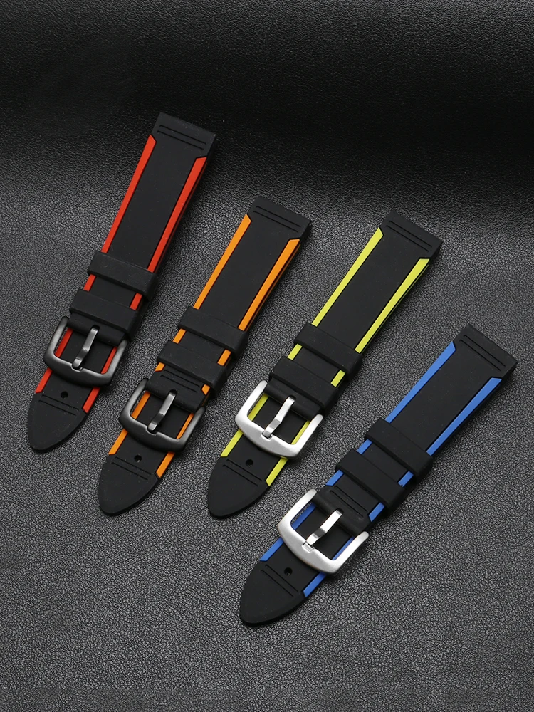 

Universal Silicone Watch Strap Of Various Brands 19/20/21/22/23/24mm Flat Straight Interface Rubber Watch Strap