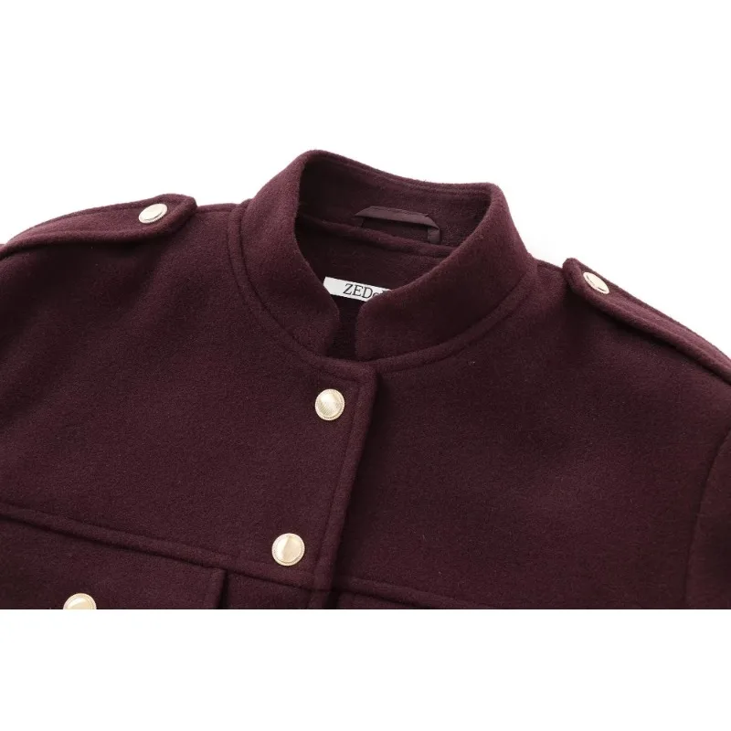 TRAF ZR Шерстяное пальто Осенние модные женские куртки Американское винтажное