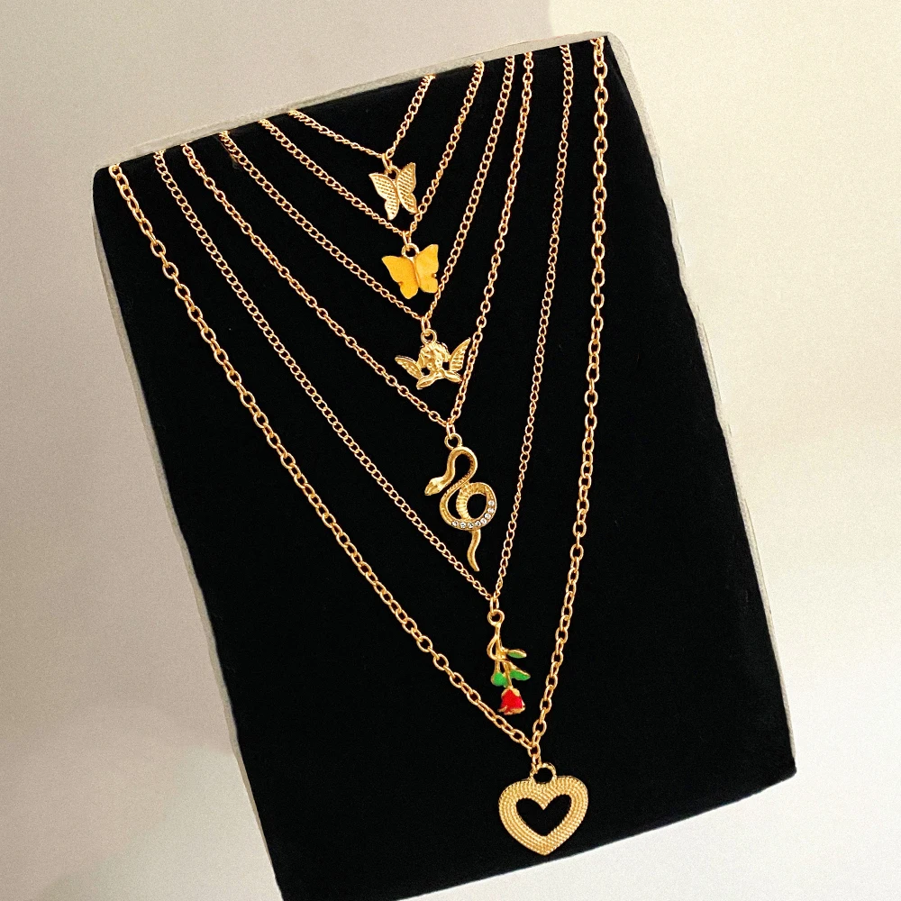 Винтажная многослойная цепочка IFMIA с подвеской в виде бабочки и змеи для женщин