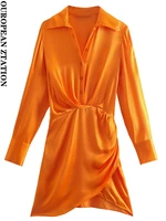 pailete women 2022 fashion with gathered satin mini dress vintage v neck long sleeve female dresses vestidos mujer