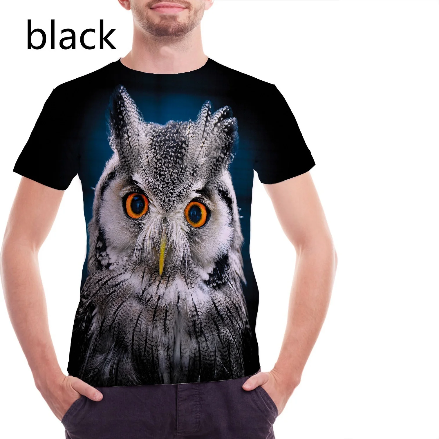 Мужская футболка с 3D-принтом совы Повседневная унисекс коротким рукавом лето 2022 |