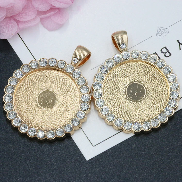 

2pcs The new listing inlaid crystal round bottom 20mm 25mm 30mm 35mm necklace pendant pendant DIY handmade material accessories