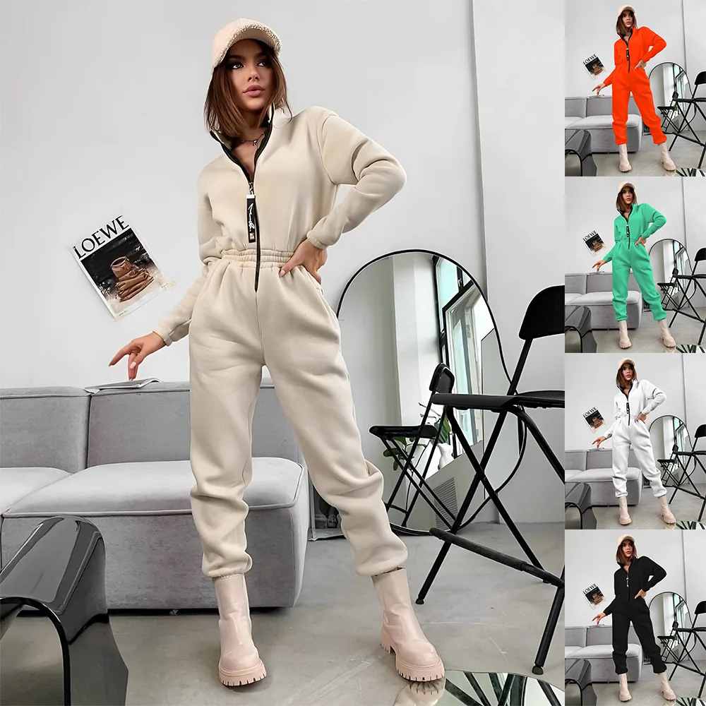 

Women's Autumn and Winter Long Sleeve Fit Warm Sports Fitness Running Suit Fashion Casual High-quality Jumpsuit