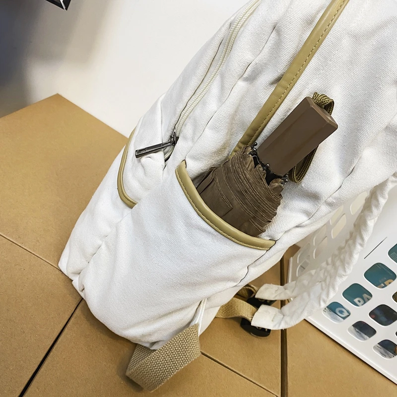 Teen Girls Boys Solid Washed Canvas Women's Backpack Large Capacity Schoolbag High School Students Laptop Backpack Women's Trave