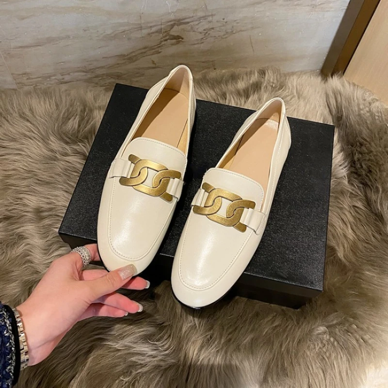 Love Shoes Women 2023 New Retro  Style Small Leather Shoes Spring, Autumn and Summer French Flat Shoes