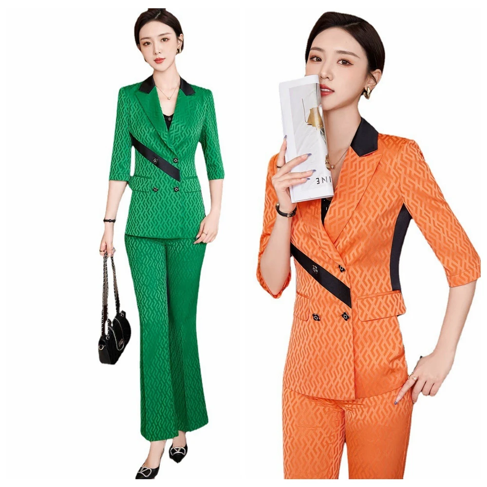 2023Spring Suit Elegant Single Breasted Slim Print Casual Blazer Jackets And Shorts Set Korean Femme 2 Piece Sets Women Outfits