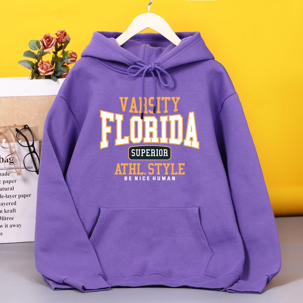 

Florida Superior Athl Style Printed Hooded Womens Street Comfortable Hoodies Casual simple Hoodie Street Quality Clothing Female