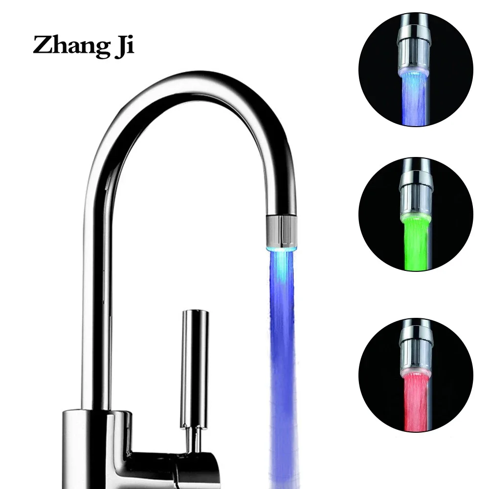 Zhang Ji LED Temperature Sensitive 3-Color Light-up Faucet Kitchen Bathroom Glow Water Saving Faucet Aerator Tap Nozzle Shower