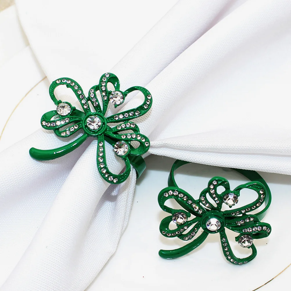 

4 Pcs Shamrock Napkin Rings Table Decorations Buckles Mouth Circle Hotel Holder Alloy Serviette St Patrick's Day