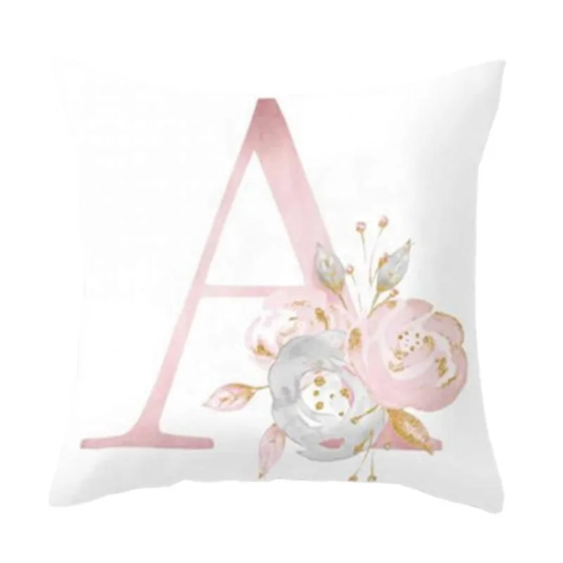 

26 Letters Pink Pillow Case Letter Throw Pillow Cover 45*45cm Alphabet Letter Decorative Pillowcases Pink Pillowcase almohada