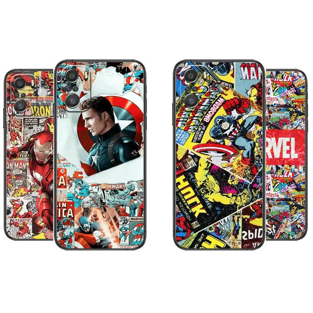

Marvel Comics Heroes Phone Case For xiaomi mi 11 Lite pro Ultra 10s 9 8 MIX 4 FOLD 10T 5g Black Cover Silicone Back Prett