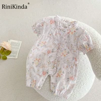 rinikinda baby boy floral overalls toddler infant kids boys girls short sleeve lace pocket rompers jumpsuits trousers outfits
