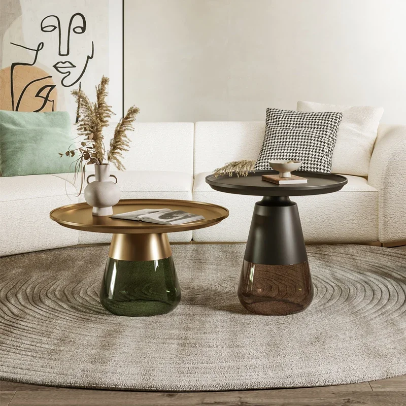 

Luxury Unique Coffee Tables Office Simple Balcony Metal Round Writing Side Marble Table Lounge Muebles Entrance Hall Furniture