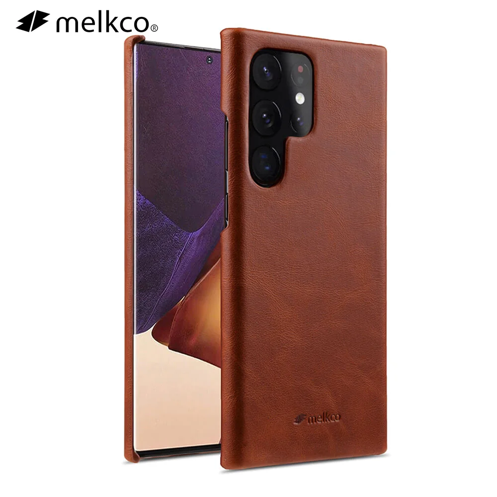 

Melkco Genuine Leather Case For S23 Ultra S22 Plus Cases Luxury Retro Real Cowhide Business Phone Cases Back Cover