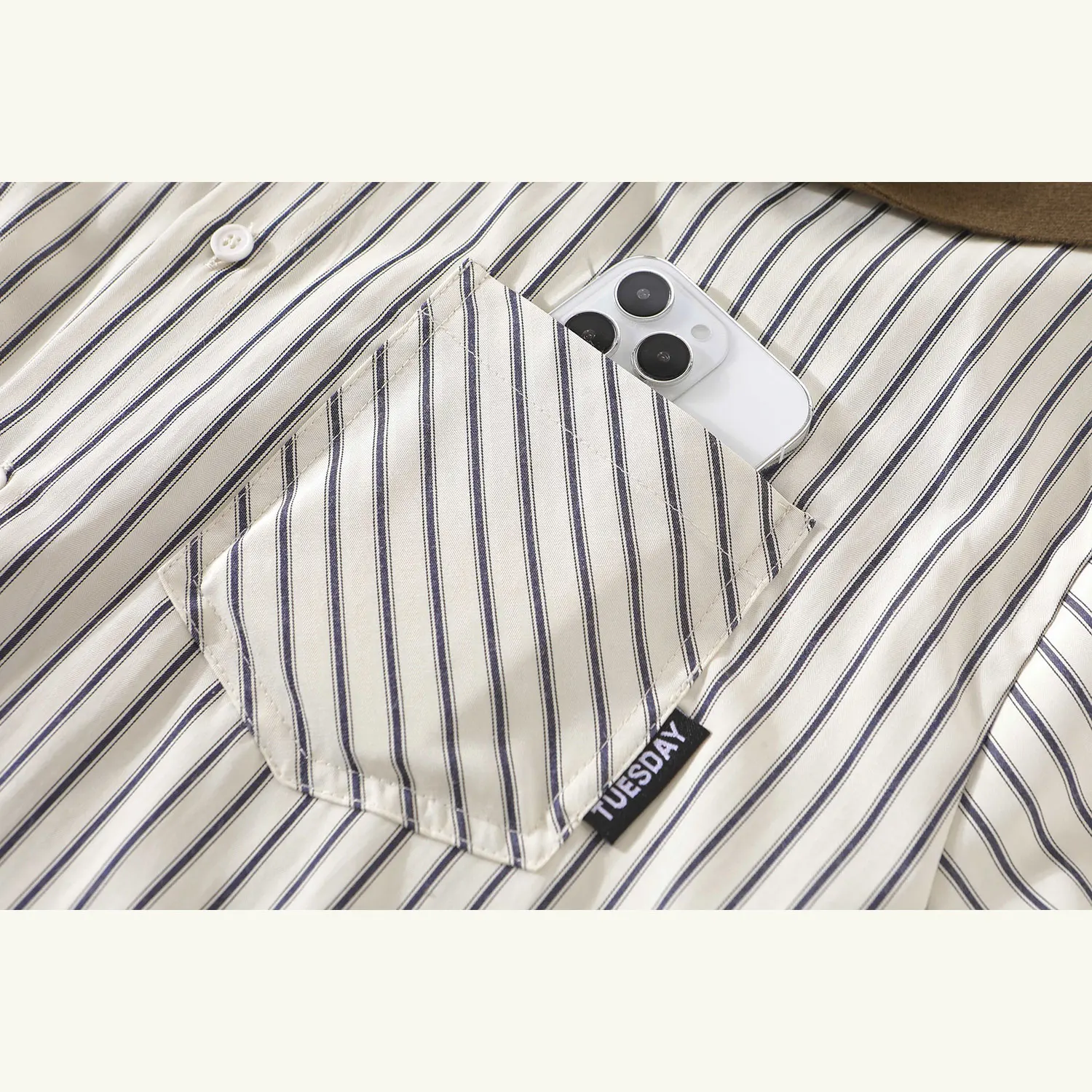 Cutegirl Korean Series Retro Stripe Shawl Shirts Women Early Autumn New High-Grade Stacked Shirt Outerwear Top