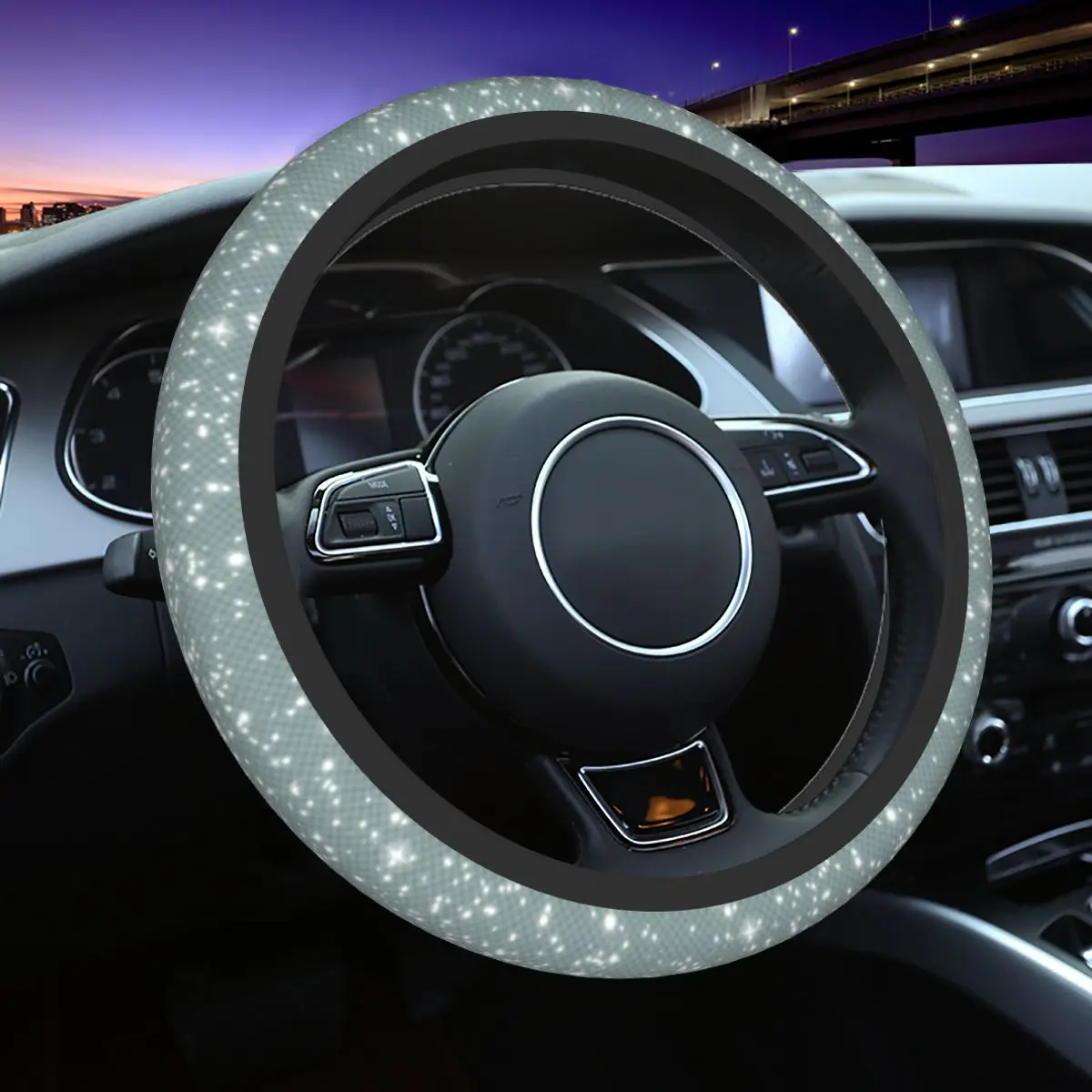 

38cm Steering Wheel Covers Rhinestones Crystal Diamond Sparkling Elastic Braid On The Steering Wheel Cover Automobile Accessory