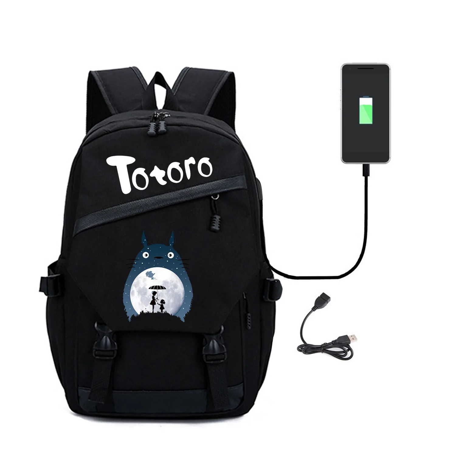 

Hot 3D Totoro Comic Periphery Both Shoulders Package Usb Student A Bag Leisure Time Travel Backpack Canvas Bag Street Wear Style