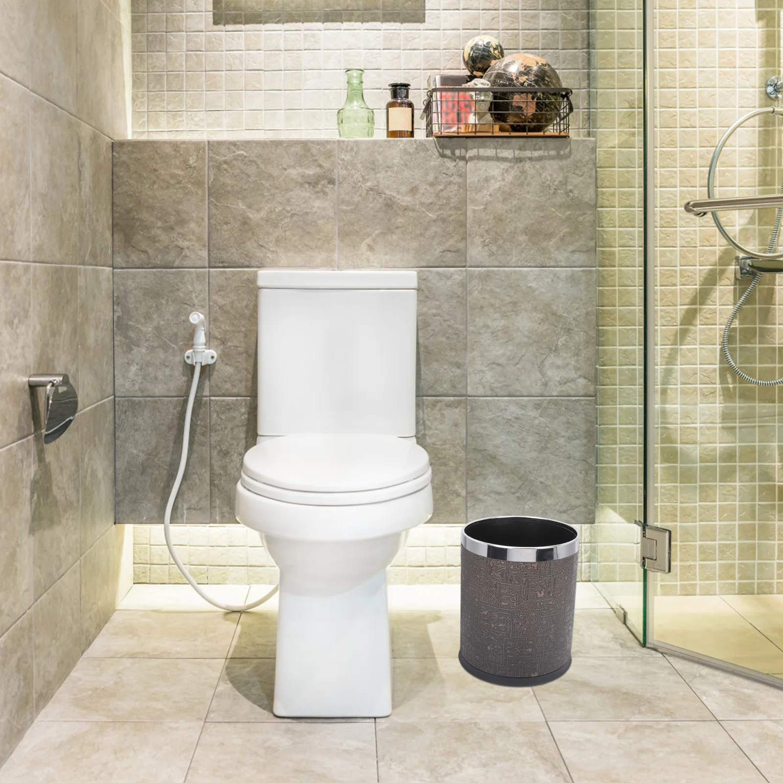 

Kitchen Waste Bins Bins Lids Rustic Garbage Bin Trash Can Lid Garbage Can Household Bedroom Wastebasket