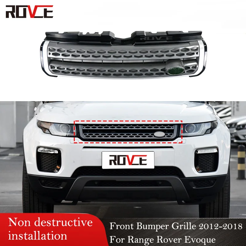 

ROVCE Front Bumper ABS Grille Grill For Land Rover Range Rover Evoque 2012 2013 2014 2015 2016 2017 2018 L551 Racing Grills