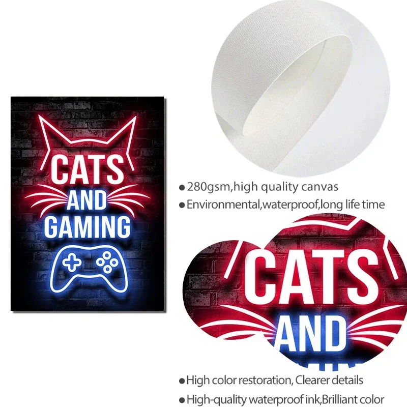 Неоновая Роспись С Изображением Кота Игровая Консоль Тема Настенное Искусство