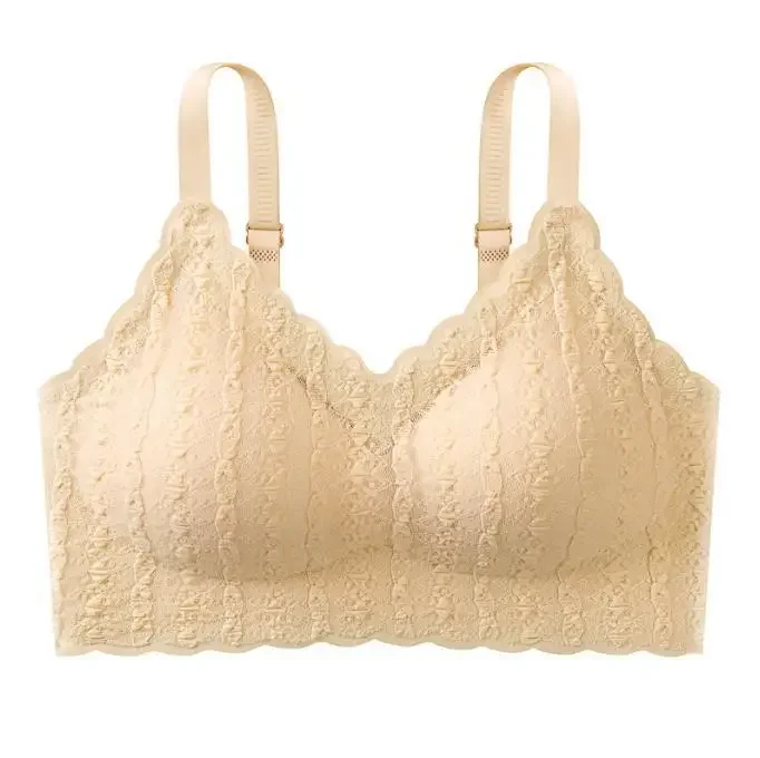 

Lace Seamless Bras Strap Underwear Women's Wireless Push up Bra Top Support Breathable Beauty Back