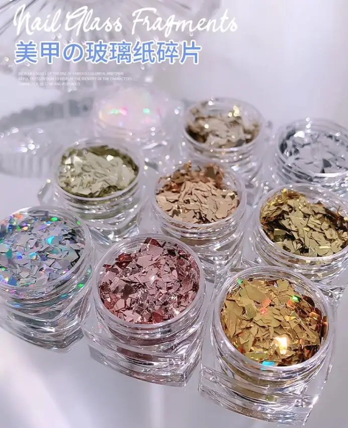

1 Box Laser Aurora Broken Glass Paper Nail Glitter Mermaid Flake Mix Sequins Irregular Confetti Sticker Nail Art Decorations #&