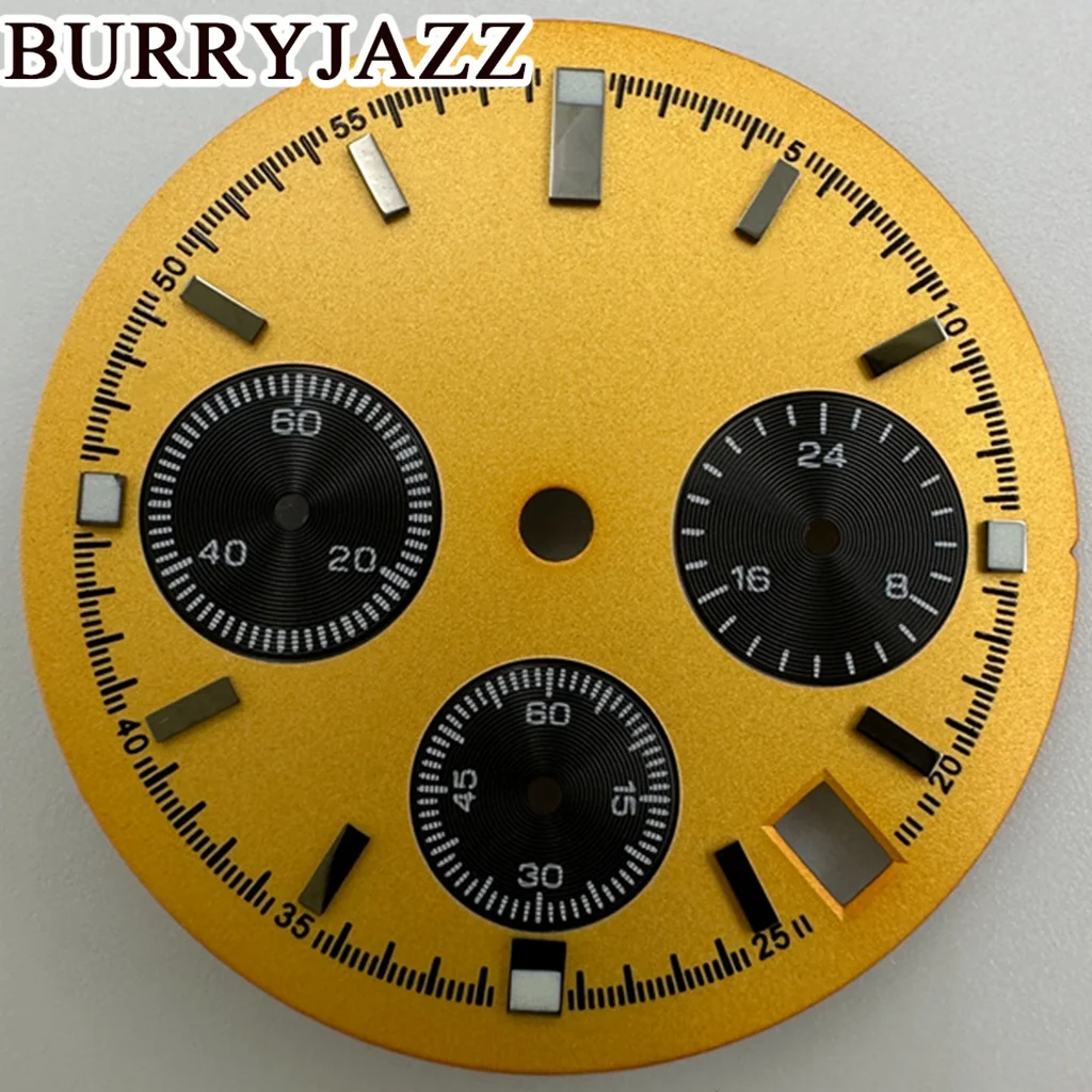 

BURRYJAZZ 30mm Yellow Sterile Watch Dial Luminous Dial Fit VK63 Movement