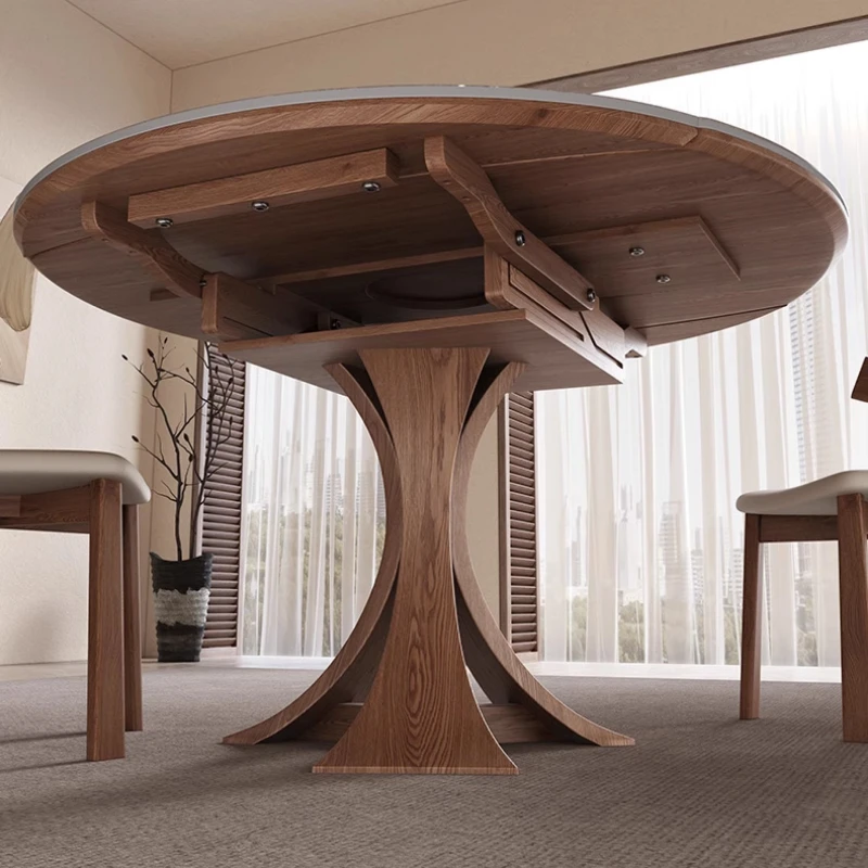 Песчаный ветер выдвижной обеденный стол из цельного дерева комбинированный