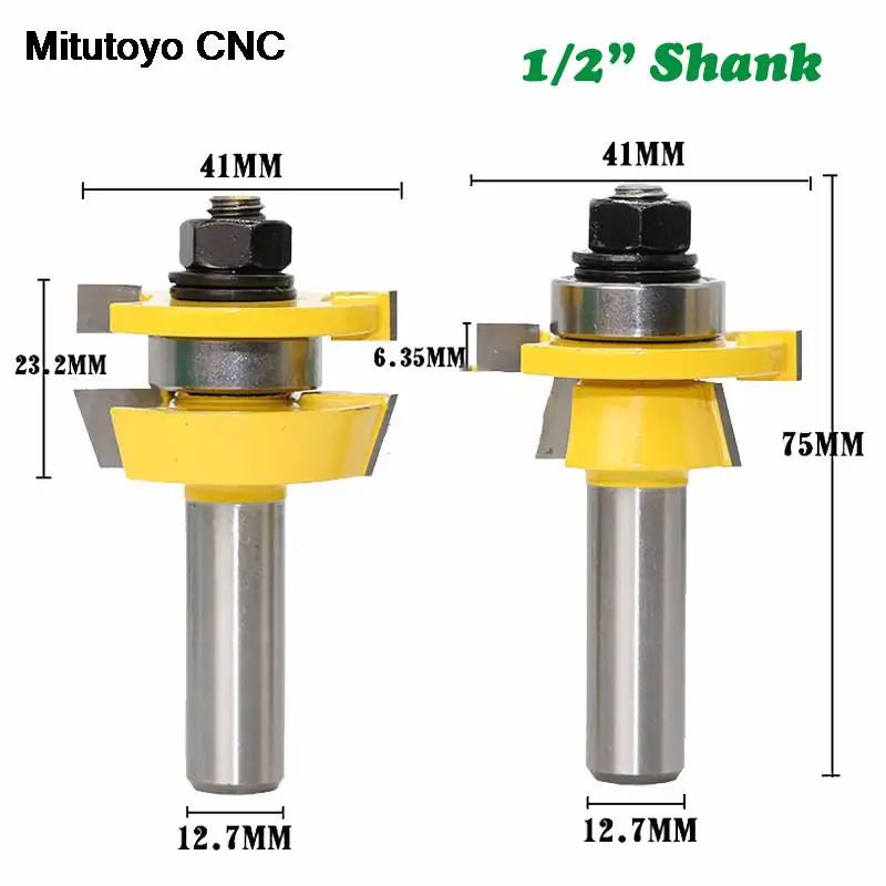 

2Pcs/Lot 12mm 1/2" Shank Milling Cutter Shaker Rail & Stile Router Bits Set Carbide Door Knife Woodworking Tenon Cutter Tools