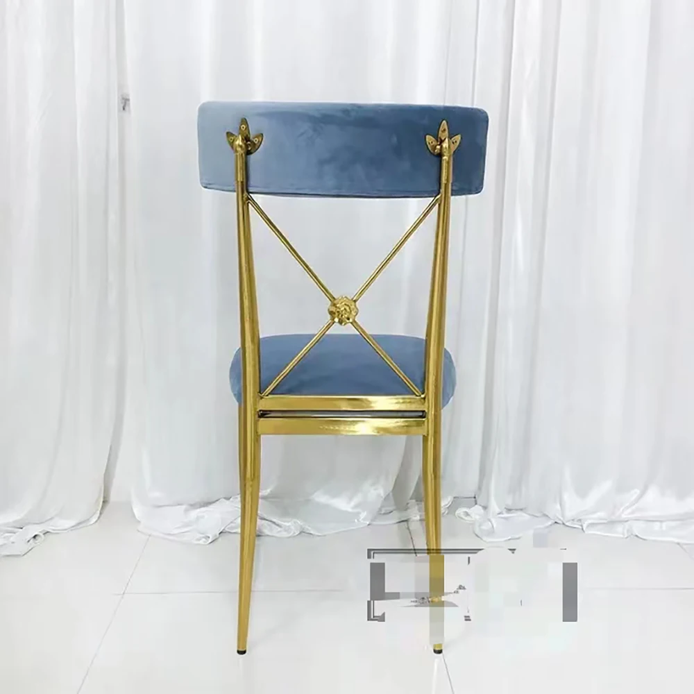 

Hotel furniture stainless steel velvet modern new cross back dining chair Metal Wedding Chair