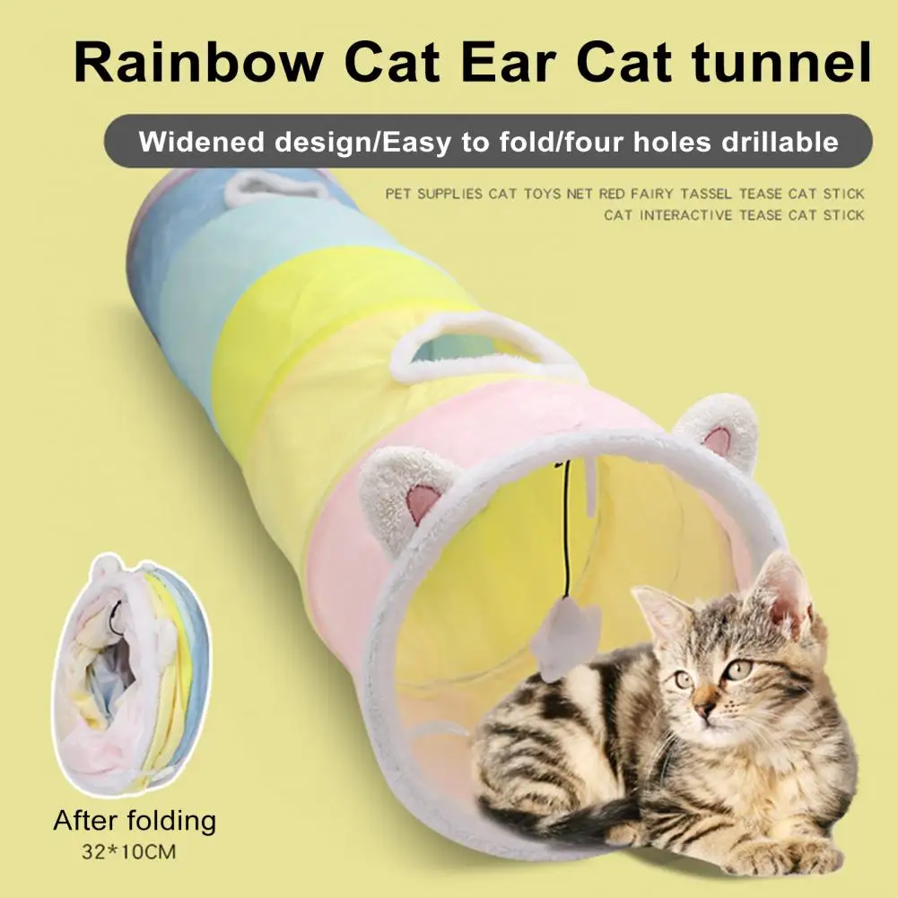 

Candy Color Cat Tunnel Interactive Foldable Cat Tunnel Toy Large Space Scratch-resistant Portable Boredom-relieving for Cats