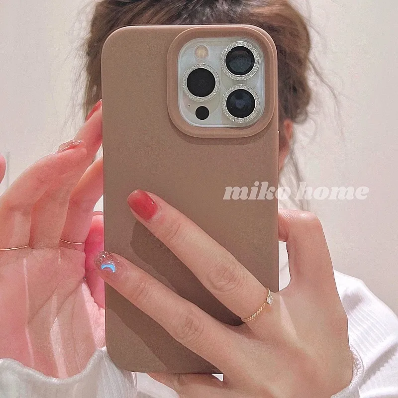 

Caramel Milk Tea iphone13 liquid mobile phone case 13pro silicone full package suitable for Apple 12promax female