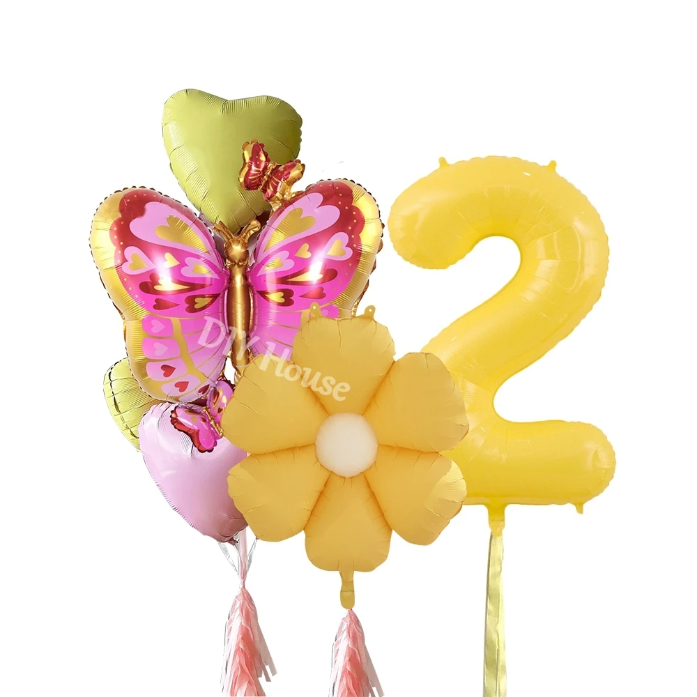 

8 шт., набор желтых фольгированных шаров в виде маргариток для девочек