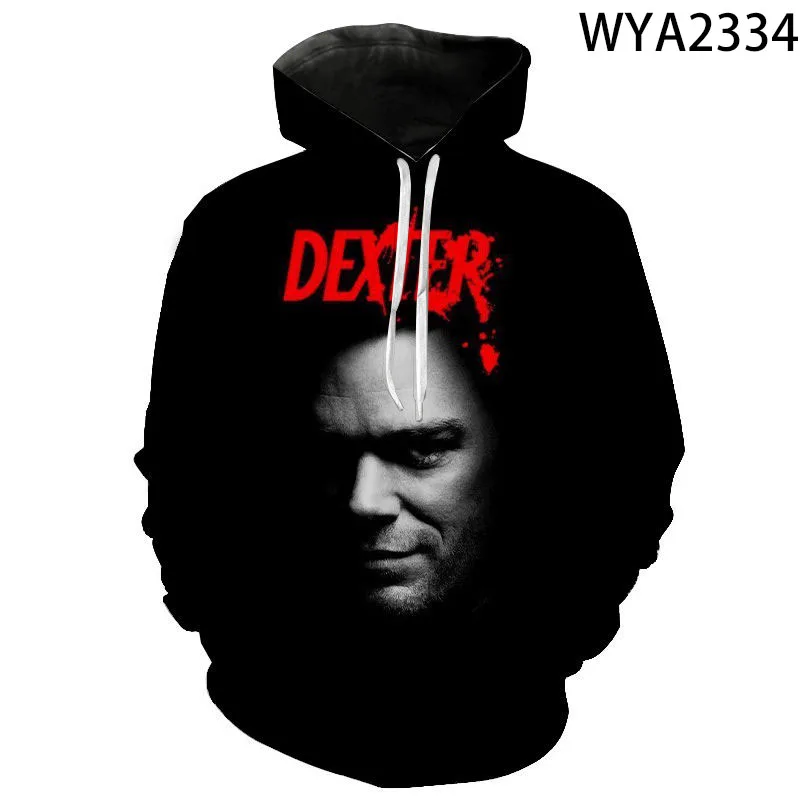 

Новинка 2023 года, толстовки Dexter для мужчин и женщин, толстовки с 3D принтом, толстовка с капюшоном из фильма ужасов, повседневный крутой свитер с капюшоном, пуловер, искусственное пальто, одежда