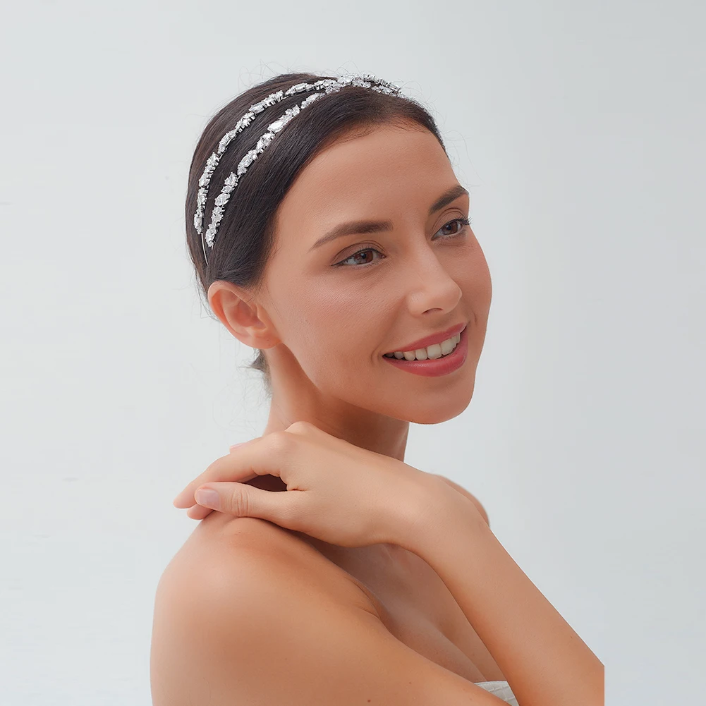 Женская двухрядная повязка на голову с кристаллами и фианитами