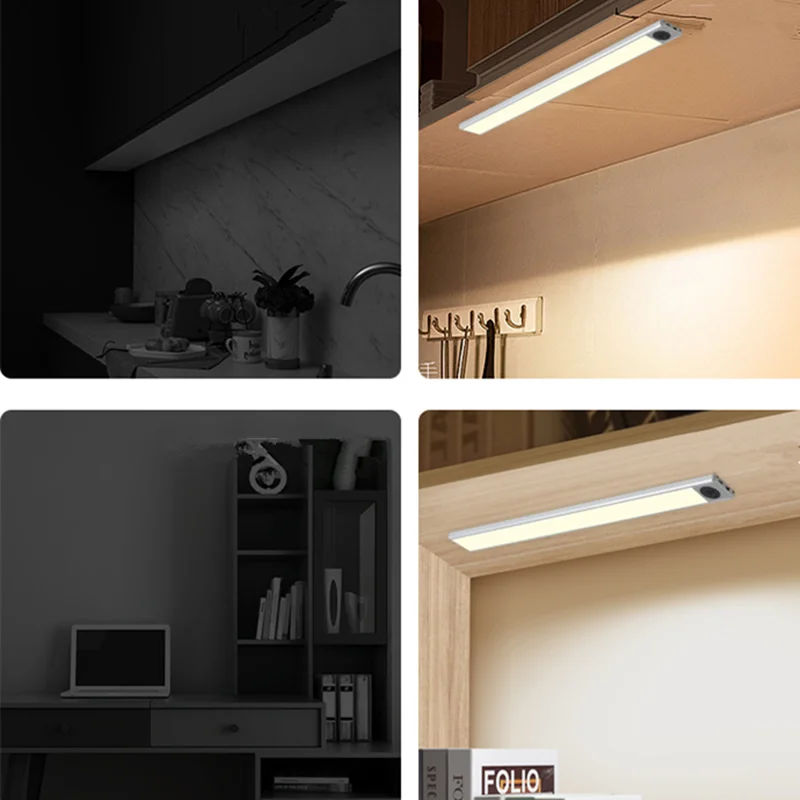 

Sensor Under Cabinet Lights Ultra-thin LED Kitchen Lamp 20/40/60/80CM USB Rechargeable Hand Sweep Closet Wardrobe Night Lighting