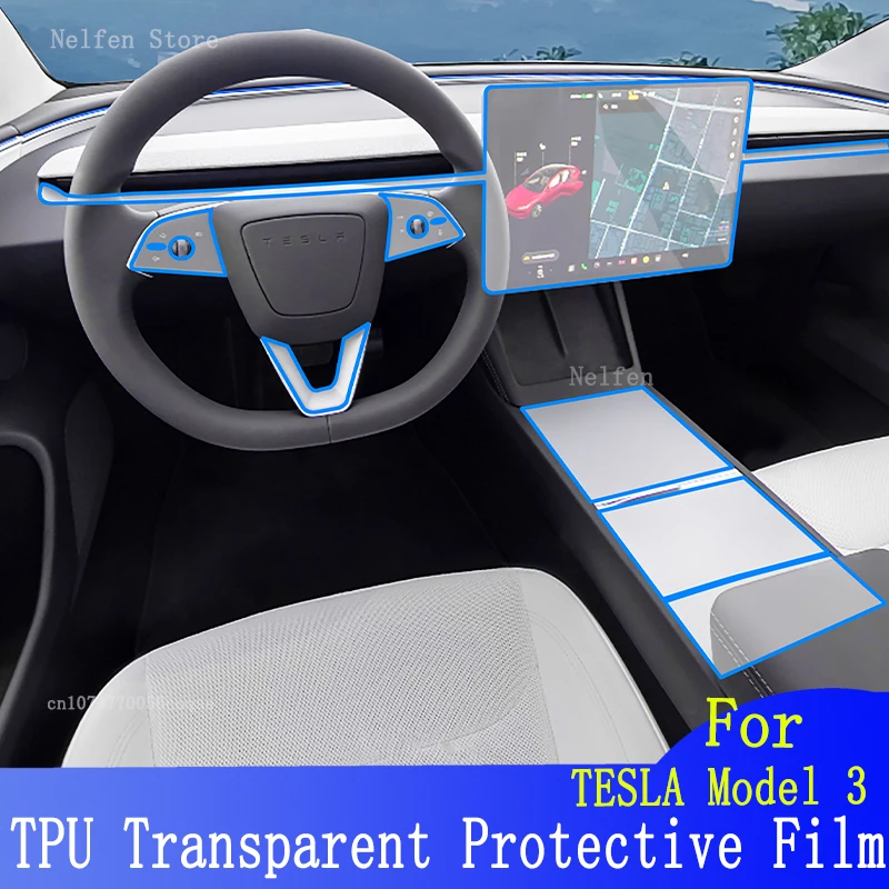 Гибридная пленка для навигатора GPS TESLA Model 3 2023-2024 защитная из ТПУ ЖК-экрана