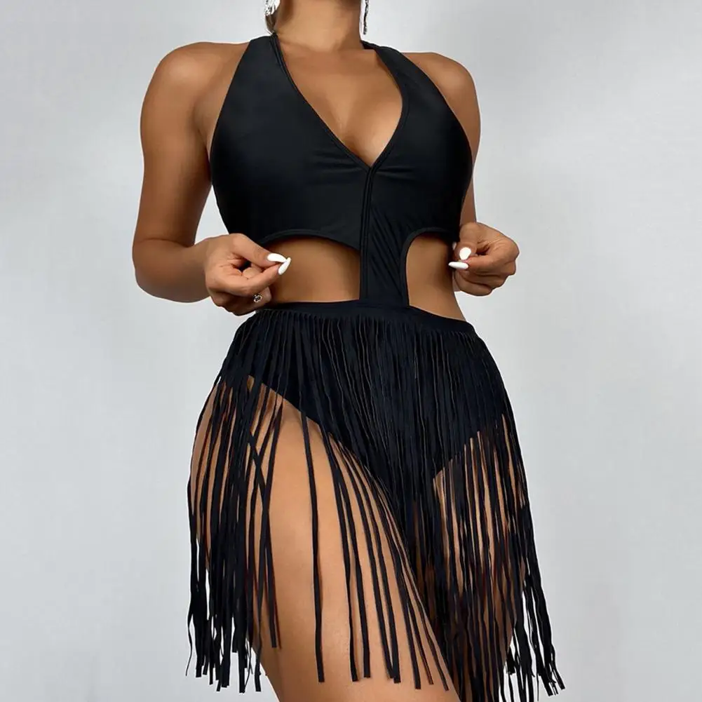 

Women Swimsuit Eye-catching Backless Blend Fabric Open Back Sexy Bikini Jumpsuit Bathing Suit for Girl