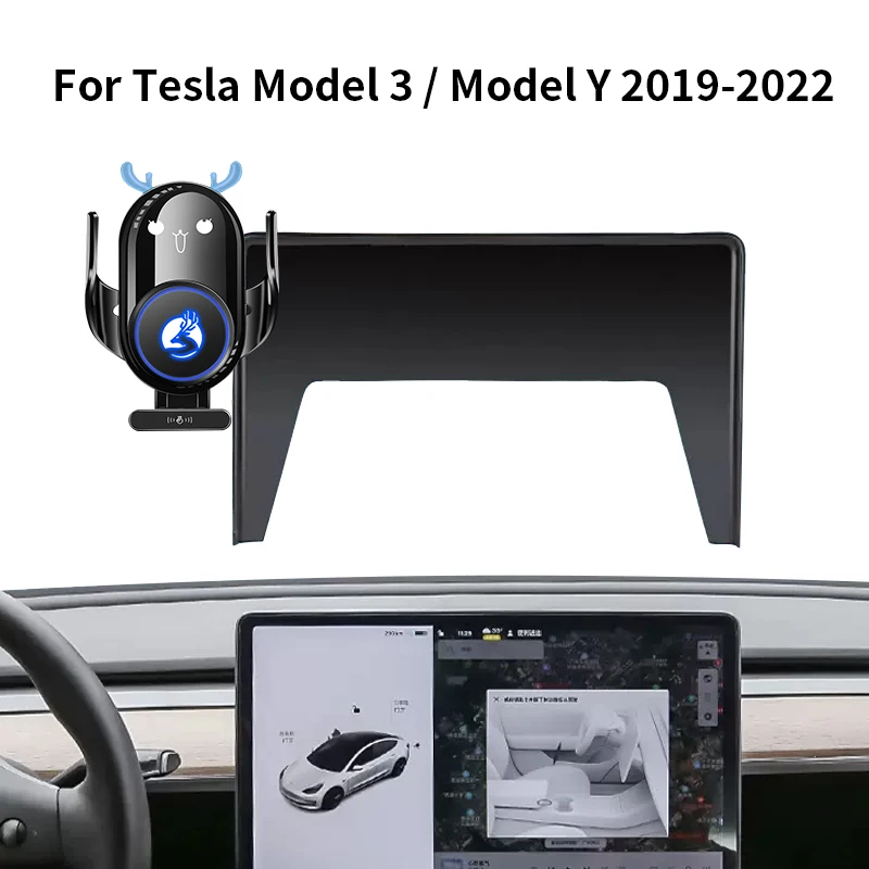 

Стандартный кронштейн для Tesla Model 3/Y 19-22, с мультяшным оленем, 20 Вт, Беспроводная зарядка экрана