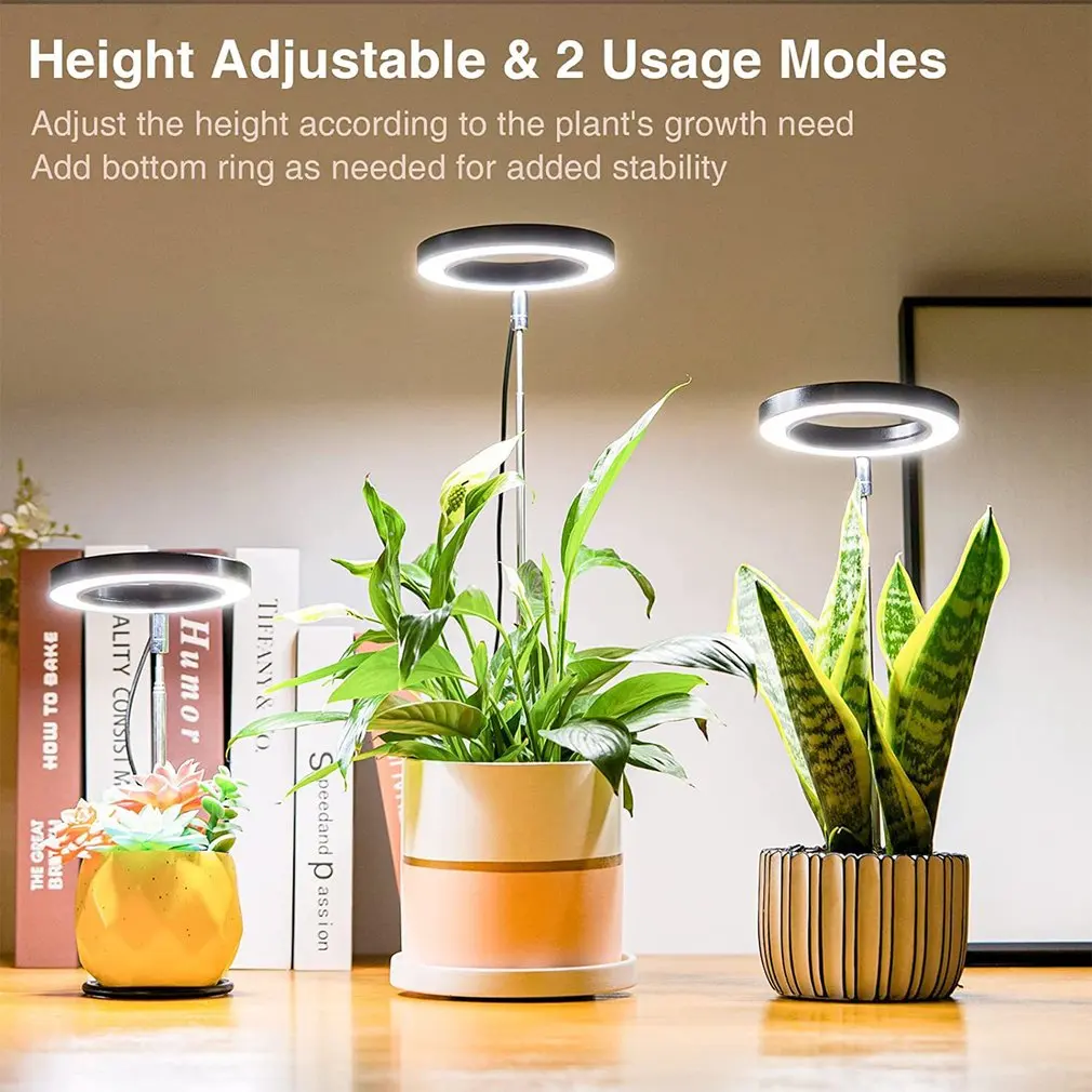 

New Small Grow Light Stable Full Spectrum Automatic Timer Height Adjustable Growing Lamp LED Plant Light Halo For Indoor Plant