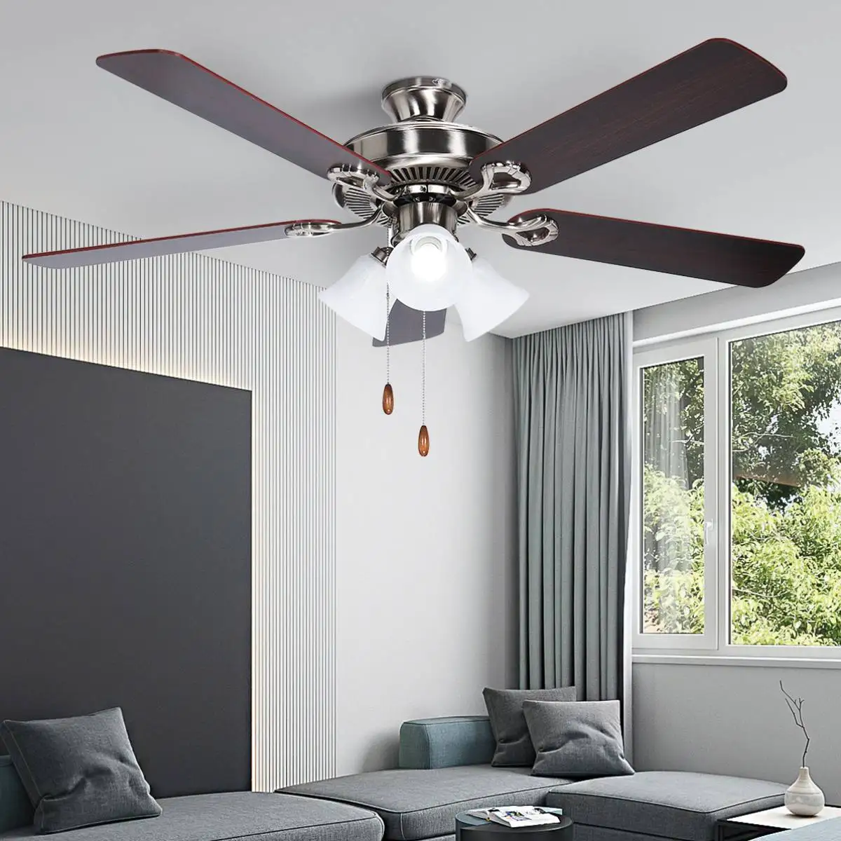 

LED Ceiling Fan lamp with Lighting Adjustable Wind Speed Modern Ceiling Light Electric fan 5 Blades for Bedroom Living Room Home