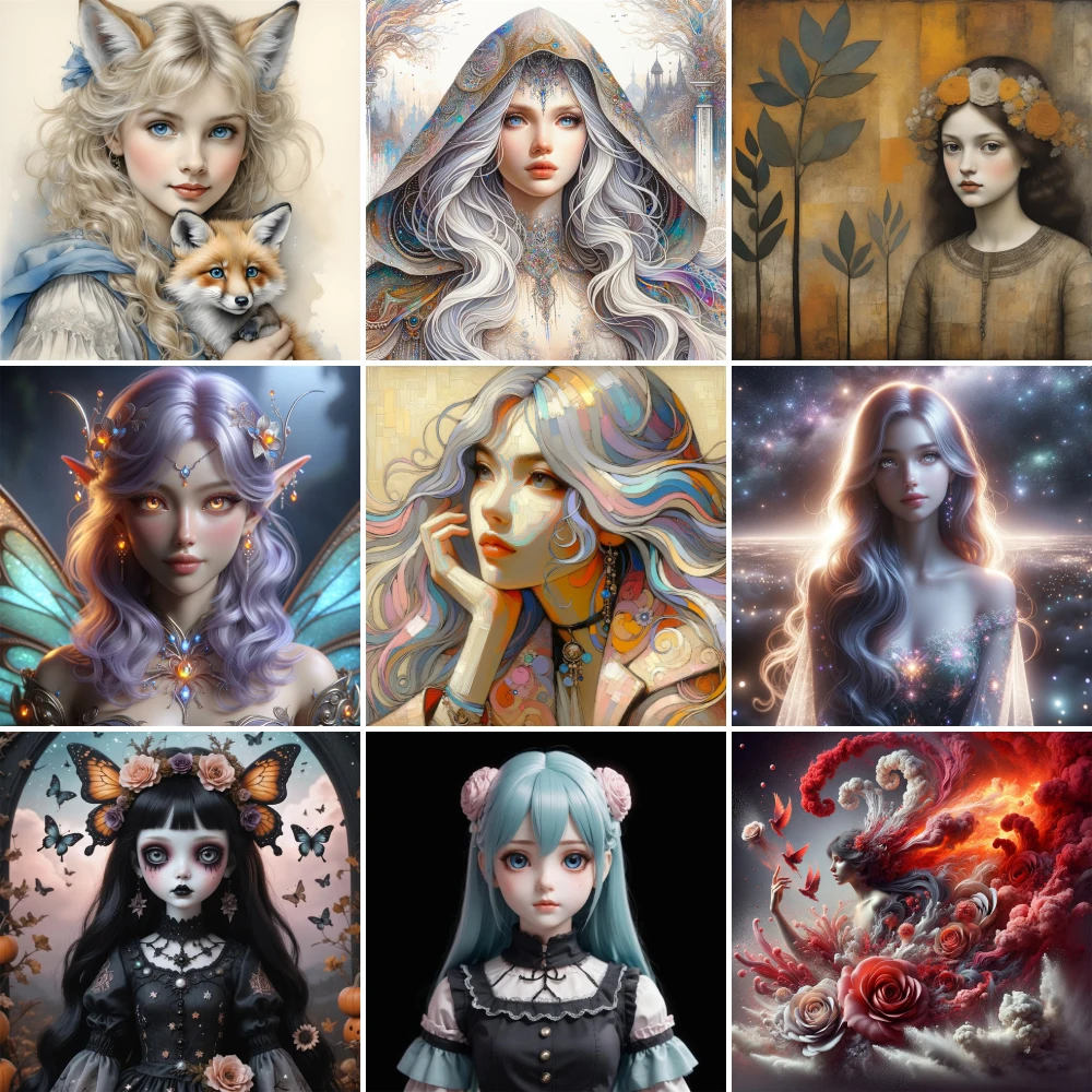 z portretem fantasy dziewczyna płótno nadrukiem haft krzyżykowy wzory szycie rękodzieło dziewiarskie Mulina promocje sprzedaży