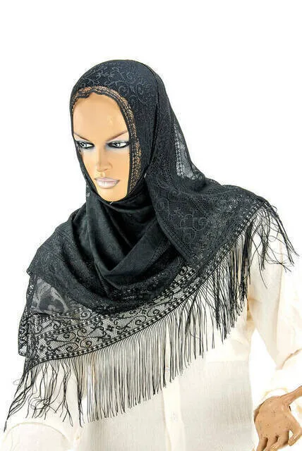 

IQRAH Delicate Cotton Tulle Shawl Black