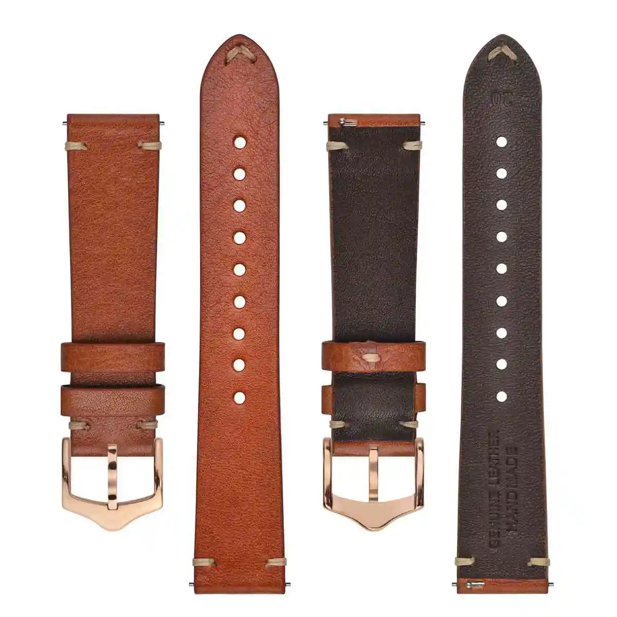 BISONSTRAP 5 colour Genuine Leather Watch Strap for Huawei Samsung Galaxy Gear 18mm 20mm 22mm Watchbands with Rose Gold Buckle