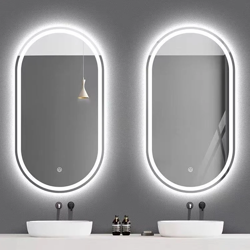

No Fog Oval Bathroom Mirror Light Glass Modern Smart Vanity Bathroom Mirror Long Unbreakable Espejos Con Luces Indoor Supplies