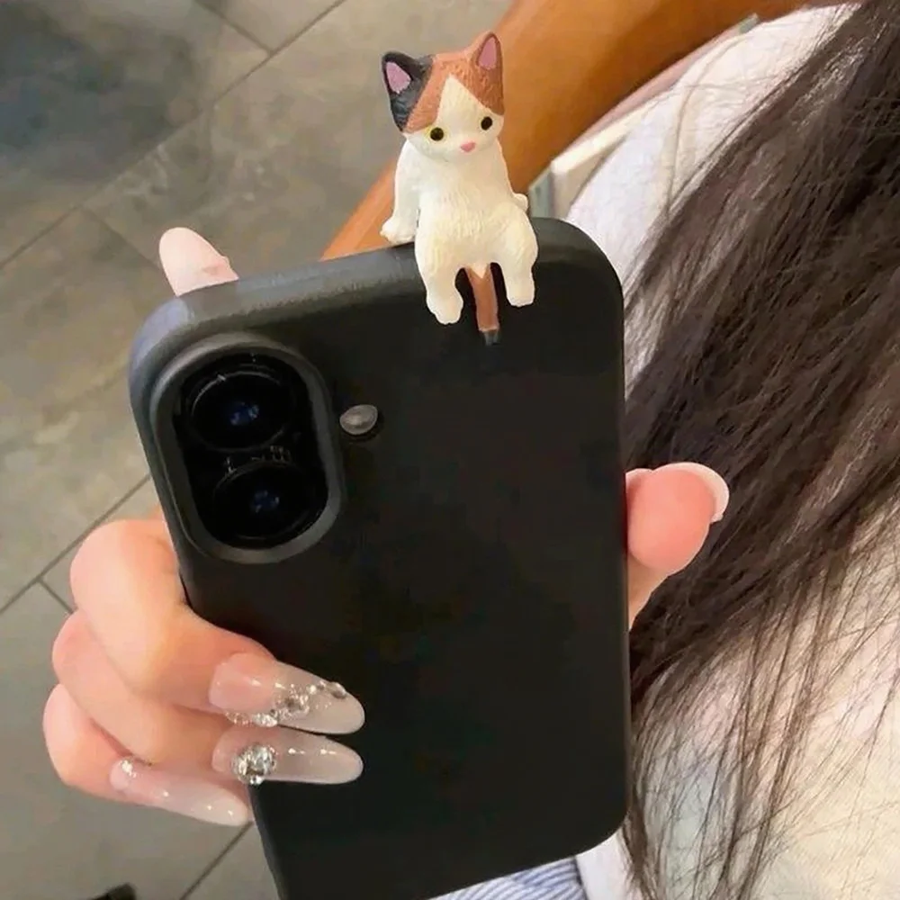 Фото Милый 3D-чехол для телефона с котиком для Apple iPhone 17 16 15 14 13 12 11 Pro Max Air, мягкий силиконовый мультяшный чехол-котенок для защиты, Fundas №3